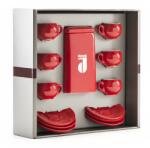 Danesi La Forma ajándékcsomag - Dark's Cassette Kava 250g + 6 eszpresszó csésze és 6 csészealj - piros