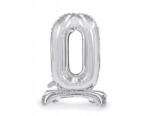 Party Deco Álló fólia lufi ''0'' szám, 70cm, ezüst