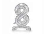 Party Deco Álló fólia lufi, 70cm, ezüst, 8-as szám