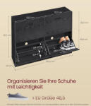 VASAGLE Kompakt Cipősszekrény 4 Billenő Ajtóval Ébenfa Fekete (EUZ-LBC035B01) - prodis