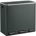 SONGMICS 3x18L Szelektív Hulladékgyűjtő Pedálos Szemeteskuka Puha Záródású Fedéllel Antracitszürke (EUZ-LTB54GS)