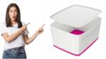 Leitz MyBox tárolódoboz, nagy, fehér-rózsaszín, fedővel (52161023)