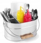 HENDI Evőeszköztartó szószokhoz, szalvétákhoz, acél, 245×167mm, fogantyúval (425978)