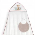 Interbaby Fürdőlepedő, 100×100cm, Zsiráf, fehér, rózsaszín, kapucnis, 100% pamut (ALI_01252-105)