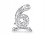 Party Deco Álló fólia lufi, Size 6, 70cm, ezüst színű, levegővel fújható