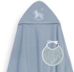 Interbaby Fürdőlepedő 100×100cm, kapucnis, fehér petrol, 100% pamut, előke (ALI_01251-59)