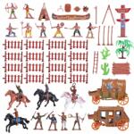  Cowboy Indián Jelenet Modell, oktató játék, műanyag figurák