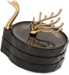 EdiBazzar Ékszerdoboz, hattyú alakú, fekete, ékszertartó, polcokkal, gyűrűknek, fülbevalóknak (Szkatułka pudełko na biżuterię organizer)