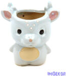  Kerámia szarvas figura kaspó - Kék