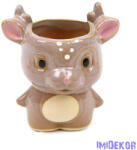  Kerámia szarvas figura kaspó - Barna