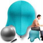 Sportvida 3 az 1-ben puff, gimnasztikai labda, 65cm, kék, pumpával (SV-HE0023)