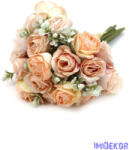  Rózsa 21 fejes dekor csokor 26 cm - Barack