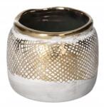 DEKO Kaspó, kerámia, fedél, dekoráció, nád, virágtartó, 10cm magas (775111)