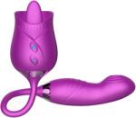 Passion Labs Double Stimulator, Vibrating, Licking, Fingering, Silicone, USB, Purple, 36.8 cm Vibrator