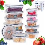 Vilde 12x Konyhai ételtároló doboz szett, légmentesen záródó, műanyag, átlátszó (5904316481834)