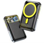 Awei PA-10 vésztöltő Type-C aljzat (10000mAh, 20W, wireless, MagSafe, PD gyorstöltő 3.0, LED kijelző, kitámasztó) FEKETE (PA-10)