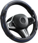 Autolife Genuine Leather Valódi bőr kormányvédő 38cm fekete-kék DW-5002BL (00917) - autolife