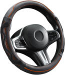 Autolife Genuine Leather Valódi bőr kormányvédő 38cm fekete-narancs DW-5002OR (00924) - autolife