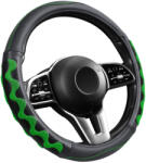 Autolife Műbőr kormányvédő 38cm fekete-zöld 203-7GR A00191 (00191) - autolife