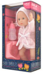 Dolls World Bebeluș, 30 cm, poate fi scăldat, cu halat de baie, oliță și biberon (78100) Papusa