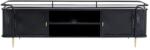 Kare Comoda Tv Din Otel Negru Cu Blat De Sticla Fence 160x48 Cm (ess-36495) Comoda