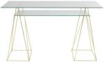 Kare Birou Cu Picioare Aurii Si Blat De Sticla Polar 135x65 Cm (ess-35470)