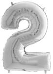  Balon folie cu heliu, numărul 2, 65 cm, argintiu (26092S-P)