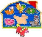  Puzzle din lemn cu 6 piese - Animale de la fermă (HJ98056)