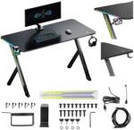 nano RS Fekete RGB gamer asztal, 120×60 cm, 75 kg, fejhallg. és pohártartó (91081)