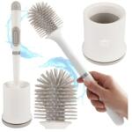 Ruhhy fehér szilikon WC-kefe, falra rögzíthető szellőző tartóval, 43x10 cm (00025881)