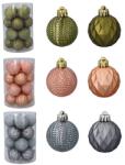  16 db 4 cm olíva-réz-grafit karácsonyfadísz gömb szett tubusban (6933)