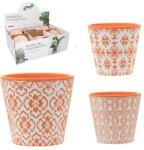 Garden Line Kerámia virágcserép 13×13×12 cm, vegyes minta, 6 darabos szett (1184)