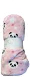 Soffi Baby Baby takaró plüss dupla rózsa fehér pandapofi 75x100cm (PATURA SOFFI ROZ CU PANDA ALB -69854738)