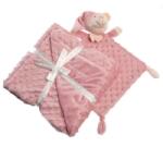 Gamberritos takaró - plüss buborékos anyagú 80x110cm plüss szundikendővel maci rózsaszín 10339 (10339-55872694)