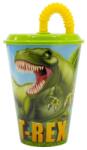  Dinoszaurusz T-Rex szívószálas pohár, műanyag 430 ml (STF26230)