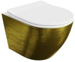 Spectrum Set WC suspendat Spectrum, Trendi Slim Brushed Gold, rimless, cu capac soft close, auriu periat-alb (31858) - e-baie