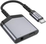 hoco. adapter AUX 2in1 Type C to Type C / Jack 3, 5 mm 27W LS39 szürke - smartdiszkont
