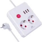 Maclean Prelungitor 2 prize + 3xUSB, 110-240V AC 50/60Hz, 2.1A max 2500W, 3 m, alb, MCE388 W (MCE388) - vexio
