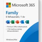 Microsoft 365 Family (6 felhasználó / 1 év) (Windows/Mac) - pepita - 37 390 Ft
