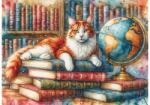 Delfy DE-24021 - Books, globe & purrs - 1000 db-os puzzle (DE-24021)
