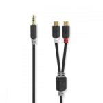 Nedis Sztereó audiokábel | 3.5 mm Dugasz | 2x RCA Aljzat | Aranyozott | 0.20 m | Kerek | Antracit | Doboz (CABW22250AT02)