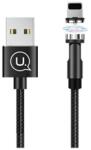 USAMS u59 adatkábel, usb - lightning, 2.1a, gyorstöltő, 100cm, mágneses csatlakozó, fekete, kompatibilis: Apple iPhone 14 Pro / iPhone 14 Plus / iPhone 14 (SJ472USB01)