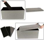 KIK Összecsukható puff tárolórekesszel, szürke nagy 76x38x38cm (KIK-KX4619)