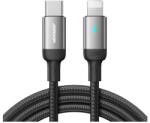 JOYROOM a10 adatkábel, type-c - lightning, 2.4a, pd gyorstöltő, 120cm, cipőfűző, led jelzés, fekete (S-CL020A10_120_B)
