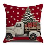 Karácsonyi párnahuzat TRUCKMAS 45x45 cm, piros