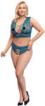 Cottelli Curves - set lenjerie cu dantelă și corset (albastru) (22141054051)