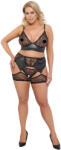 Cottelli Curves - set lenjerie cu dantelă și inserții din piele - negru (22153811051)
