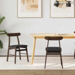 vidaXL Étkezőszék 2 pcs Sötétbarna és Fekete Tömör Gumi Fa (42020484)