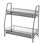 HowHomely Fém polc, 2 szintes, fekete, 33cm, konyhába, fürdőszobába, loft stílus (HH-801755)