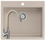 Quadron 1380+SAP4-F090KS - Quadron MORGAN 110 gránit mosogató (570x500 mm, 1 medence ) pearl beige + Zegor csaptelep bézs szett (1380+SAP4-F090KS)